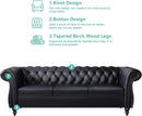 3 Piece Living Room Set Sectional Chesterfield Sofa Chair Artificial Leather Black