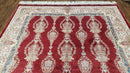 Dark Red Silk Carpet 5.3 x 7.6 ft, 5x8 Silk Rug, New Turkish Silk Carpet, Mint Condition, Beige & Red Area Rug, Bamboo Silk, High Quality