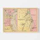 Vintage Map of Hallowell, Maine 1894