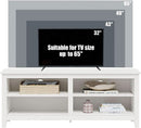 65 Inch TV Stand With Open Storage Shelves White Cabinet