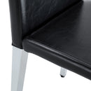 Table and chair set.64.5x35.4 Inch Stylish White Marble Textured Dining Table.Paried With 4 Black PU dining chairs, Silver Metal Legs.Simple and versatile.High Elasticity Sponge Filling.