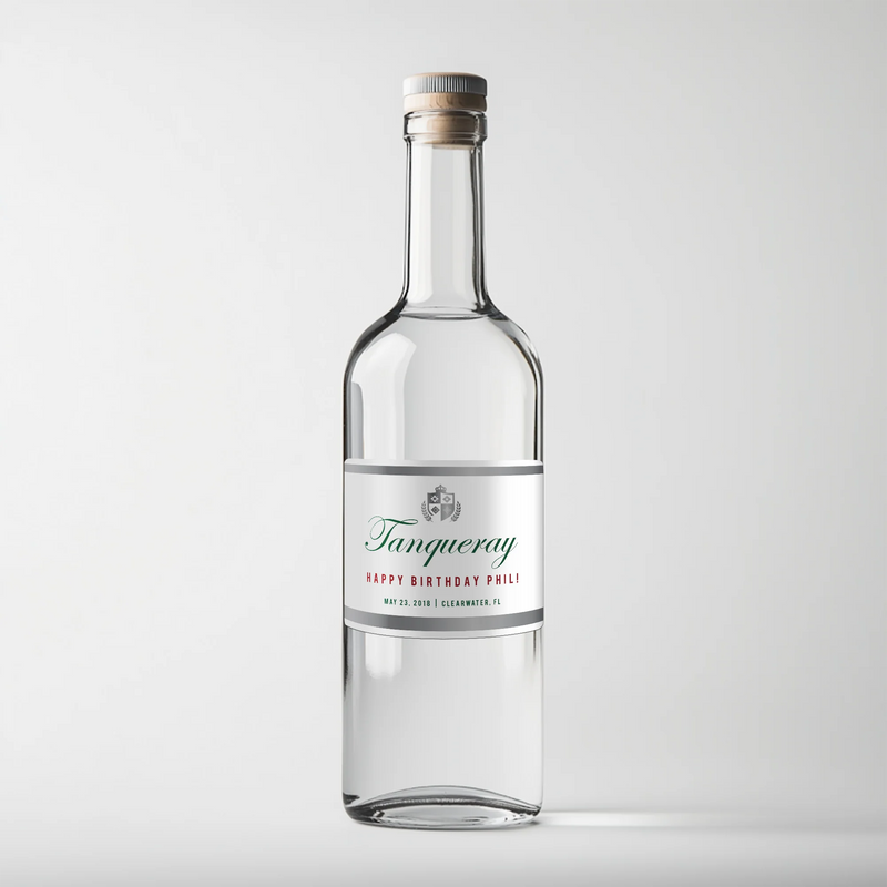 Tanqueray Birthday Liquor Label