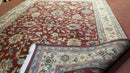 8x12 Indo-Mahal Rug, Floral Allover, Red & Beige, Wool Vintage Handmade Traditional Carpet