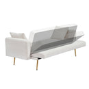 Teddy Fleece Sofa Bed with Luxurious Throw Pillows, Beige Fabric, 71.7-Inch