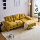 Modern Velvet L-Shaped Sectional Sofa for Living Room or Bedroom, Yellow, 82.6'