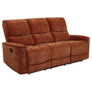 Navarro Chenille Upholstered Reclining Sofa Burnt Orange