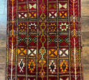 Moroccan Berber Tribal Rug 3x5, Geometric Area Rug, Red Orange Brown