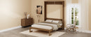 Full Size Solid Wood With Rattan Murphy Bed Cabinet Space-Saving Bed with 2 Side Cabinet Storage Shelves, Perfect for Guest Room, for Bed Room, Guest Room, Home Office, Walnut