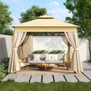TREXM 10x10 Outdoor Gazebo Tent with Double Roofs, Patio Gazebo with Mosquito Netting, Patio Canopy for Backyard, Garden, Lawn and Deck (Beige)