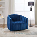 40.35'W Upholstered Oversized 360° Swivel Accent Barrel Chair and Half Cozy Sofa with 3 Pillows, Velvet Channel Tufted Pumpkin-Shape Club Armchair for Living Room, Bedroom, Office, Lounge, Navy
