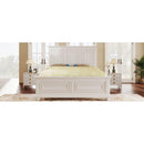 Traditional Town and Country Style Pinewood Vintage King Bed, White