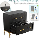 Black Gold 2 Drawer Lateral File Cabinet For Home Office