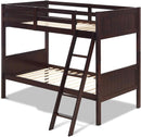 Twin Over Twin Bunk Bed Espresso With Safety Rails