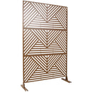 Freestanding Decorative Privacy Screen for Deck Balcony Patio, Metal Privacy Screen 76' H×48' W, Brown