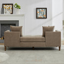 Upholstered Chaise Lounge Indoor with Nailheads, Sleeper Sofa Couch with 4 Throw Pillows & 2 Bolsters, Daybed with Rubberwood Legs, Taupe Chenille,75.2'' Wide