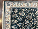 Green Indo Persian Rug 4x6, Floral Allover, Handmade Vintage Oriental Carpet, Sarouk Rug, Wool