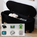FiftyInch Sherpa Black Upholstered Storage Bench Ottoman