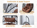 Indoor Outdoor Egg Swing Chair with Stand, Patio Grey Wicker Rattan Hanging Chair with Rope Back, Cushion,Cover,All Weather Foldable Hammock Chair for Bedroom, Porch, Garden