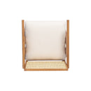 27' Height, Cream Woven Cane Plastic Backrest Bar Stool - Foam-Padded Fabric Seat & Durable Rubberwood Frame