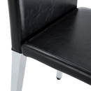 A Set of 2 Black PU Backrest Chairs with Silver Metal Legs: They Are Ideally Suited for Minimalist and Contemporary Home Styles, With Dimensions of 16.2*18.5*34.6 inches