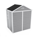 Campcraft 6*5ft resin storage shed, high quality pp material, strong structure, waterproof, rust and UV proof, large storage space, 12mm thick pp board, HD window lighting