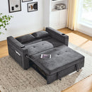54" Pull-Out Sleeper Sofa Bed Double Seat Recliner Sofa Bed with Armrests with Storage and Side Pockets, Adjustable Backrest and Lumbar Pillow for Apartments, Living Rooms, etc. with USB Power Outlet