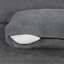 111' Upholstered 3-seater Sofa Curved Sofa Couch with Two Printed Pillows for Living Room, Dark Gray