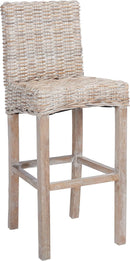 Grey Wash Rattan 30 Inch Bar Stool With Parsons Legs