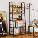 Industrial Ladder Shelf 5 Tier Bookshelf Rustic Brown