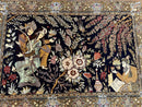 Persian Qum Pictorial Rug 4.8 x 6.5 - Layla & Majnun, Birds