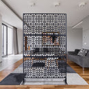Outdoor & Indoor Privacy Screen Metal Privacy Screen 76' H×48' W Freestanding Decorative Privacy Screen Black Steel