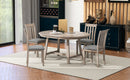 TREXM 5-Piece Wood Dining Table Set Round Extendable with Chairs Natural Wood Wash Solid Wood Construction