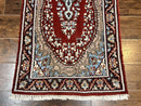 Indo Persian Runner Rug 2.8 x 14.8, Long Indo Kirman Hallway Rug, Red Floral Wool Vintage Handmade Oriental Runner