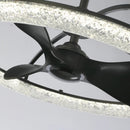 Perimost 32 Inch Black Downrod Mount Luxury Fandelier with Light and Remote Control
