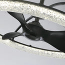 Perimost 32 Inch Black Downrod Mount Luxury Fandelier with Light and Remote Control