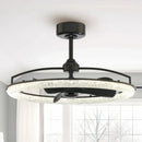 Perimost 32 Inch Black Downrod Mount Luxury Fandelier with Light and Remote Control