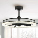 Perimost 32 Inch Black Downrod Mount Luxury Fandelier with Light and Remote Control
