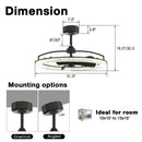 Perimost 32 Inch Black Downrod Mount Luxury Fandelier with Light and Remote Control