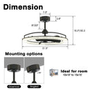 Perimost 32 Inch Black Downrod Mount Luxury Fandelier with Light and Remote Control