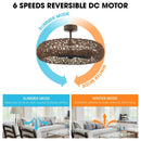 Perimost 35 Inch Golden Bronze Luxury Rattan Fandelier