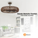 Perimost 35 Inch Golden Bronze Downrod Mount Luxury Fandelier with Light and Remote Control