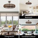 Perimost 35 Inch Golden Bronze Downrod Mount Luxury Fandelier with Light and Remote Control