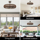 Perimost 35 Inch Golden Bronze Luxury Rattan Fandelier