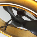 Perimost 32 Inch Eartha Antique Bronze Downrod Mount Luxury Fandelier with Light and Remote Control