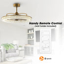 Perimost 32 Inch Andrea Electroplated Golden Luxury LED Fandelier with Remote Control