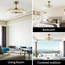 Perimost 32 Inch Andrea Electroplated Golden Luxury LED Fandelier with Remote Control