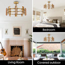 Perimost 32 Inch Astrid Electroplated Golden Luxury LED Fandelier with Remote Control