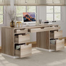54 Inch Computer Desk With Storage Drawers White Walnut