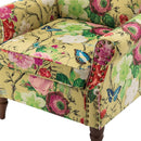 Mustard Floral Wingback Accent Chair With Solid Wood Legs