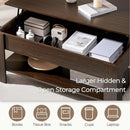 Espresso Lift Top Coffee Table With Hidden Compartment